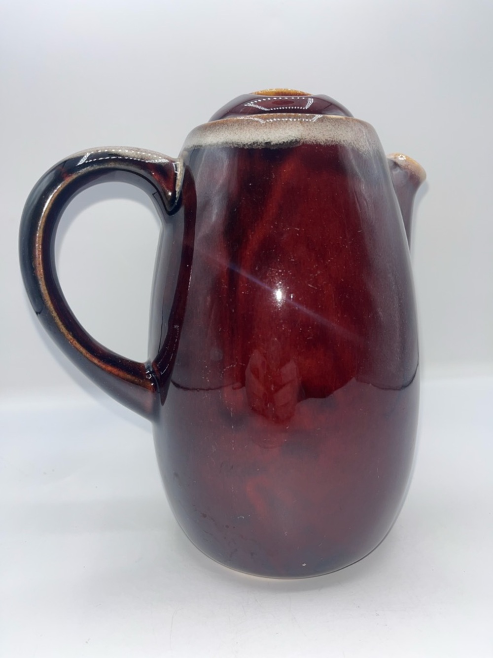 Ceramic Pitcher in Deep Mahogany Glaze - Home Art stoneware